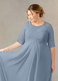 Azazie Barrymore Final Sale Dusty Blue A-Line Scoop lace Chiffon Dress image11