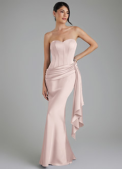 Azazie Draya Bridesmaid Dresses Blushing Pink Mermaid Strapless Stretch Satin Dress image1