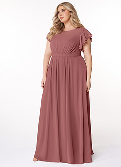 Azazie Daphne Modest brudtärna klänningar Klänning A-Line Volang Golvlängd Chiffong image8
