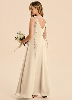 Azazie Gumdrop Junior Champagne Empire Pleated Chiffon Dress image4