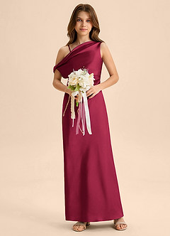 Azazie Emerson Junior Etui Schulterfrei Stretch-Satin Kleid Burgunderrot image3