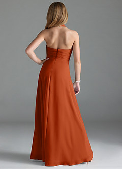 Azazie Tessie Junior A-Linie Plissee Chiffon Kleid Gebranntes Orange image2