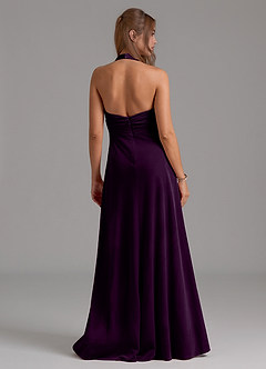 Azazie Tessie Bridesmaid Dresses Grape A-Line Pleated Velvet Dress image7