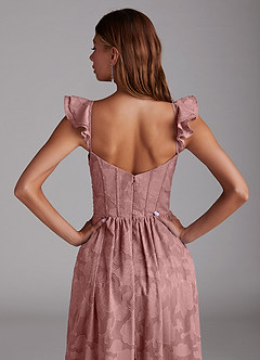 Azazie Denisse Bridesmaid Dresses Dusty Rose A-Line Ruched Floral Burnout Dress image6