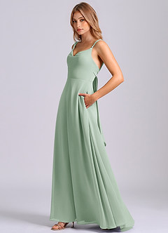 Azazie Beatrice Bridesmaid Dresses Agave A-Line Sweetheart Neckline Chiffon Dress image5