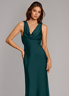 Azazie Cheryl Vestidos de damas de honor Vestido de Pino de Satén Elástico de Corte Sirena image6