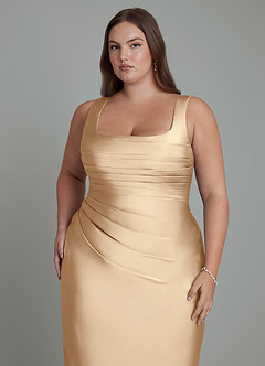 Azazie Agustina Bridesmaid Dresses Champagne Mermaid Corset Stretch Satin Dress image12