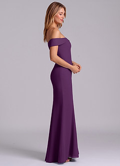 Azazie Luciana Bridesmaid Dresses Grape Sheath Off the Shoulder Chiffon Convertible Dress image6