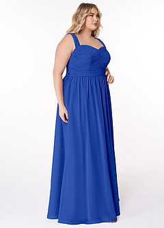 Azazie Zapheira Vestidos de damas de honor Vestido de Azul Real de Gasa de Corte en A con Volante image9