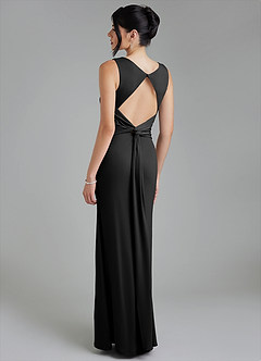 Azazie Ariel Bridesmaid Dresses Black Mermaid Square Neckline Premium Stretch Jersey Dress image1