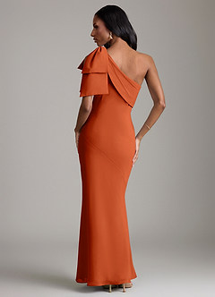 Azazie Yuanna Bridesmaid Dresses Burnt Orange Mermaid One Shoulder Chiffon Dress image6