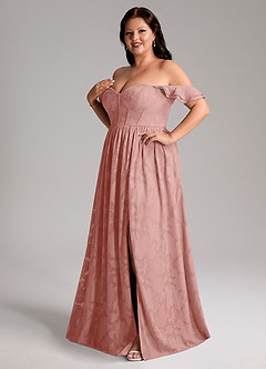 Azazie Denisse Bridesmaid Dresses Rosette A-Line Ruched Floral Burnout Dress image11