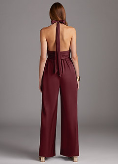Azazie Oli Brautjungfernkleider Plissee Stretch-Satin Overall/Jumpsuit Cabernetrot image2