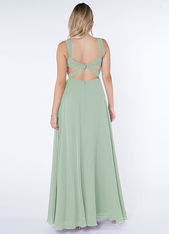 Azazie Nahrin Final Sale Agave A-Line V-Neck Pleated Chiffon Dress image2