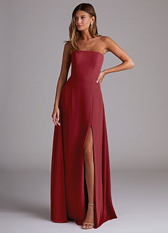 Azazie Wren Bridesmaid Dresses Pomegranate A-Line Side Slit Chiffon Convertible Dress image1