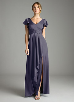 Azazie Omari Bridesmaid Dresses Stormy A-Line Stretch Satin Dress image3