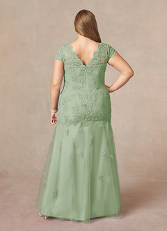 Azazie Marbella Mother of the Bride Dresses Dusty Sage Mermaid Queen Anne Sequins Lace Dress image9