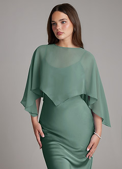 Azazie Ambra Bridesmaid Dresses Eucalyptus Mermaid Pleated Stretch Satin Dress image4