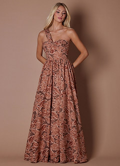 Hayden Bronze Petal Maxi Dress | Azazie