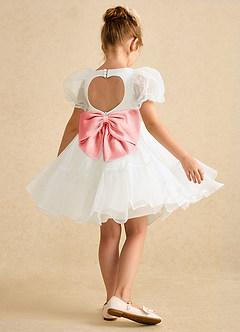 Azazie Debbie Abiti da Ragazza di Fiori Abito Principessa in Organza Scollo a Cuore Avorio Corallo image6