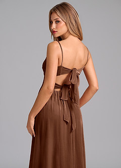 Azazie Zeya Suknie dla druhen Linia A Pofałdowany Aksamit Do ziemi Sukienka image2