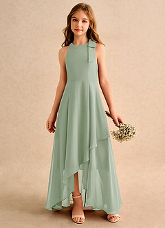 Azazie Boop Junior Formal vestidos de niña de las flores Vestido de Salvia Polvorienta de Gasa de Corte En A con Lazo image1