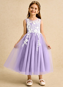 Azazie Sundae Blumenmädchenkleider Ballkleid Spitze Kleid Flieder image6