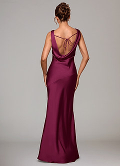 Azazie Rylina Bridesmaid Dresses Red Plum Mermaid Stretch Satin Dress image5