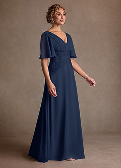 Azazie Milliat Abiti per la Madre della Sposa Abito A-Line in Chiffon Pizzo Marino Scuro image2