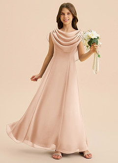 Azazie Lambie Junior English Rose A-Line Pleated Chiffon Dress image3