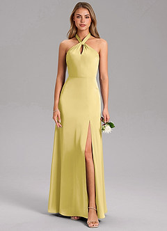 Azazie Tracie Probar vestidos en casa Vestido de Bronceador de Satén Elástico de Corte en A con Corte Lateral image3