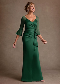 Azazie Nampa Klänningar till brudens mor Klä Tubklänning i Maska Plisserad Mörkgrön image4