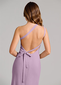 Azazie Monroe Final Sale Wisteria Sheath One Shoulder Chiffon Dress image6