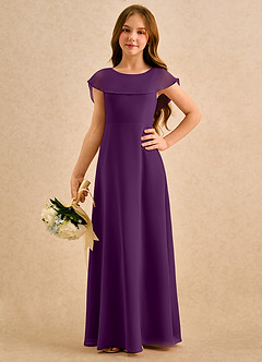 Azazie Kittie Girls Formal Robe Demoiselle D'honneur Fillette Robe Trapèze en Mousseline de soie Grain De Raisin image5