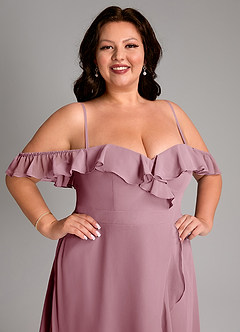 Azazie Lyra Bridesmaid Dresses Vintage Mauve A-Line Chiffon Convertible Dress image17