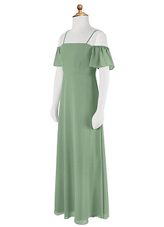 Azazie Sue Junior Jurk van Chiffon met A-Lijn Off the Shoulder Matcha image9