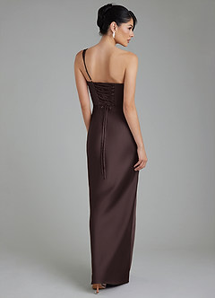 Azazie Sabrina Bridesmaid Dresses Chocolate Plum Mermaid Corset Stretch Satin Dress image3