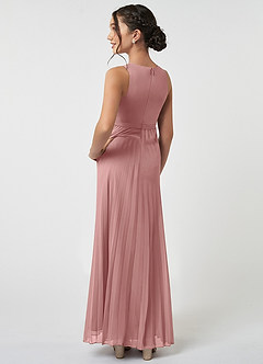 Azazie Lindie Junior A-Linie Plissee Chiffon Kleid Altrosa image4