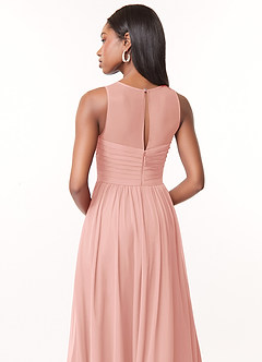 Azazie Nina Brautjungfernkleider A-Linie Plissee Chiffon Kleid Rosettenrosa image3