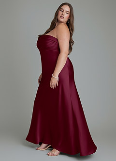 Azazie Saylor Bridesmaid Dresses Mulberry Mermaid Strapless Stretch Satin Dress image13