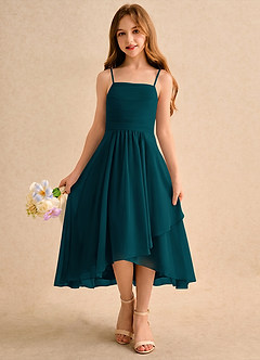 Azazie Twilight Dance Girls Formal Flower Girl Dresses Pine A-Line Pleated Chiffon Dress image3