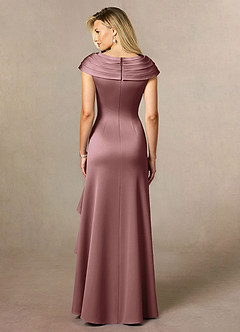 Azazie Anderson Mother of the Bride Dresses Vintage Mauve A-Line Pleated Stretch Satin Dress image2