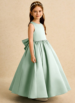 Azazie Daisies Robe Demoiselle D'honneur Fillette Robe Princesse en Mat Satiné Arc Agave image3