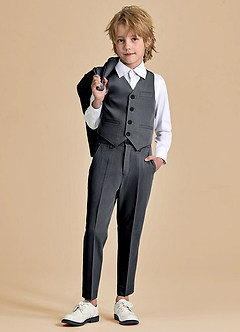 front Oliver Charcoal Boys Vest