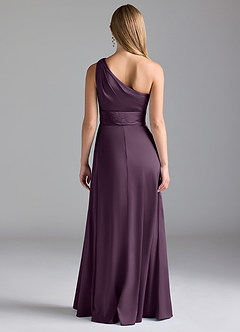 Azazie Dallas Bridesmaid Dresses Plum A-Line One Shoulder Stretch Satin Dress image2