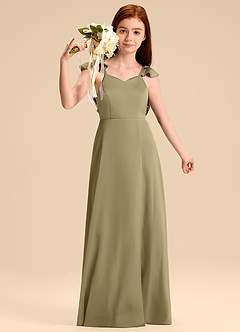 Azazie Everett Junior Klä av A-Line i Stretch Satin Rosett image5