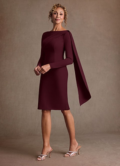 Azazie Merian Suknie dla Matki Panny Młodej Kolumna Pofałdowany Rozciągliwy Krep Długość do kolan Sukienka image1