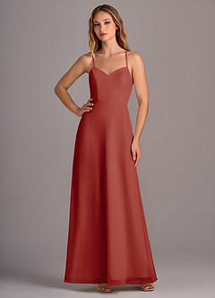 Azazie Mei Bridesmaid Dresses Terracotta A-Line Chiffon Dress image3