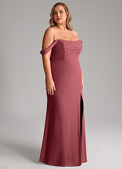 Azazie Saige Brautjungfernkleider Wandelbar A-Linie Schulterfrei Chiffon Kleid Merlot image12