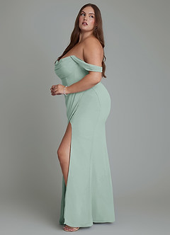 Azazie Johana Bridesmaid Dresses Agave Mermaid Off the Shoulder Chiffon Convertible Dress image13